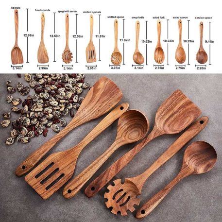 Wooden Kitchen Utensils Set, 9 Pcs - Image 2