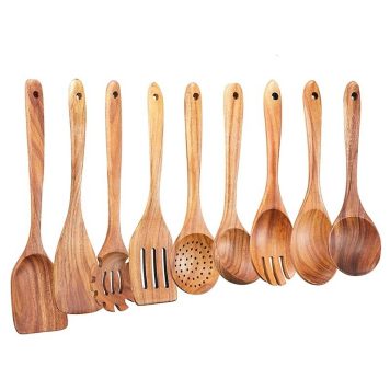Wooden Kitchen Utensils Set, 9 Pcs