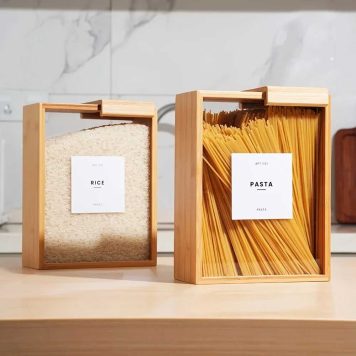 Bamboo Wood Food Dispenser 3L x2